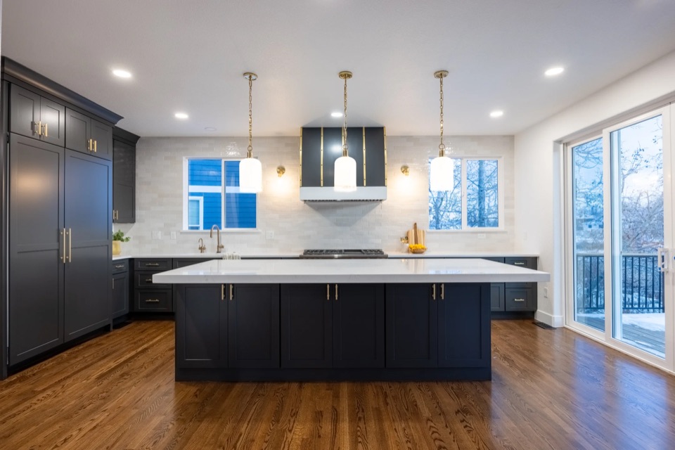 Coordinated main-floor renovation with custom kitchen cabinetry